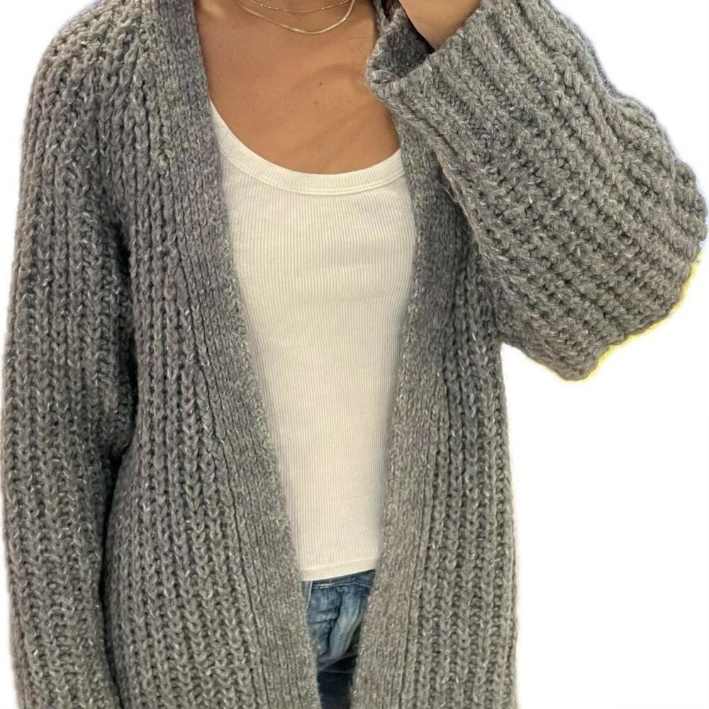Zara grey long knit cardigan